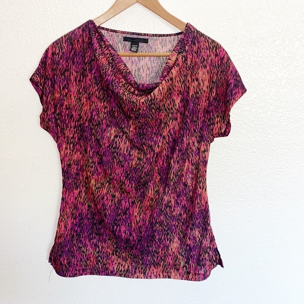 Kenneth Cole Patterned Colorful Cowl Neck Blouse